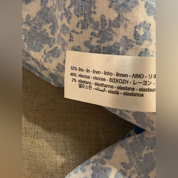 Zara Blue and White Floral Cutout Dress - Picture 9 of 12